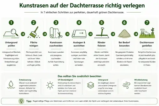 Kunstrasen auf Dachterrasse verlegen